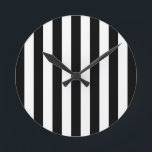 Vertical Stripes Black And White Striped Round Clock<br><div class="desc">Vertical Stripes – black and white striped pattern.</div>