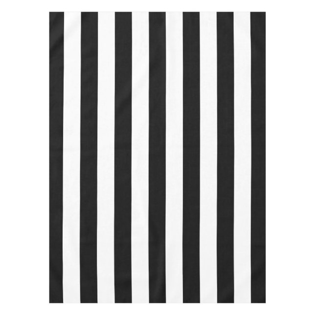 Vertical Stripes Black And White Striped Tablecloth (Front)