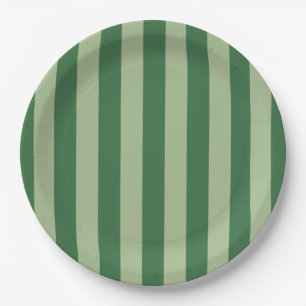 Vertical Stripes Forest Green Striped Paper Plate
