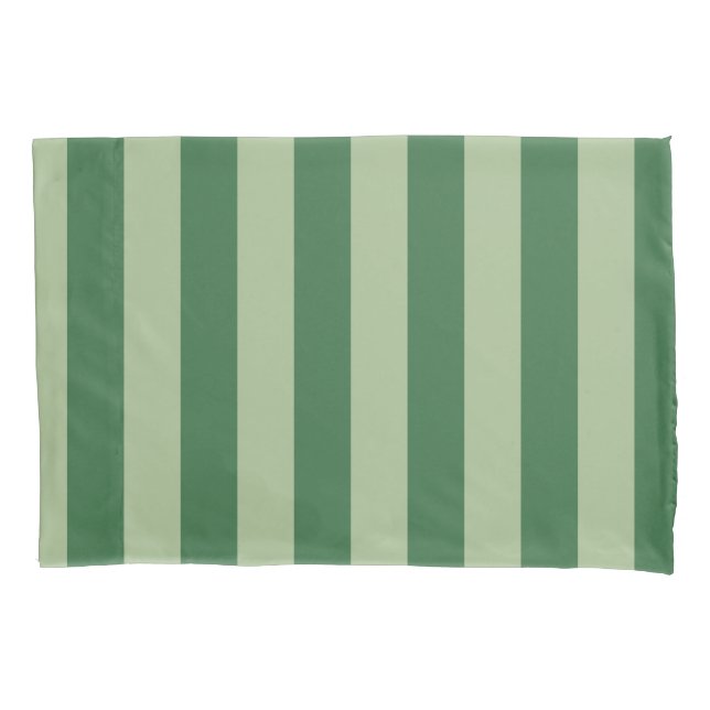 Vertical Stripes Forest Green Striped Pillowcase (Front)