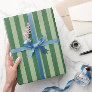 Vertical Stripes Forest Green Striped Wrapping Paper