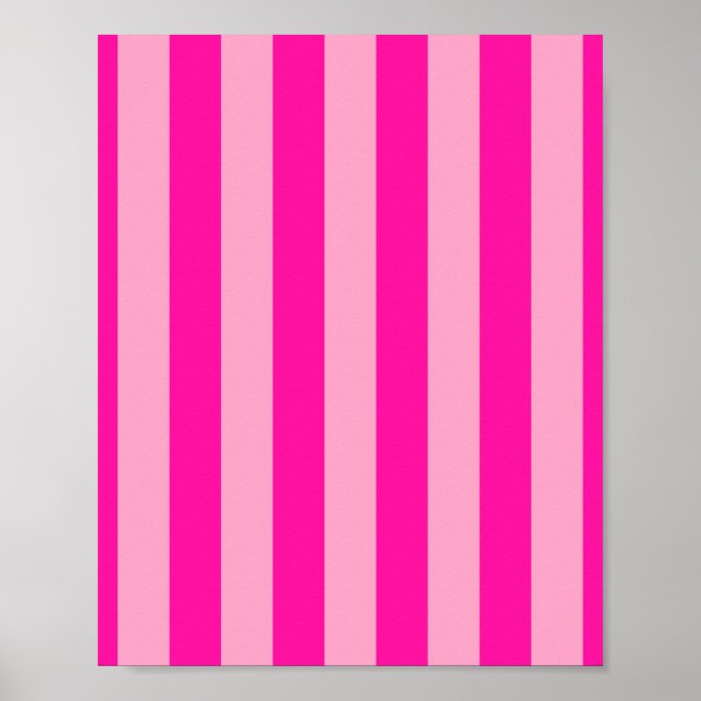 Vertical Stripes Hot Pink Poster (Front)