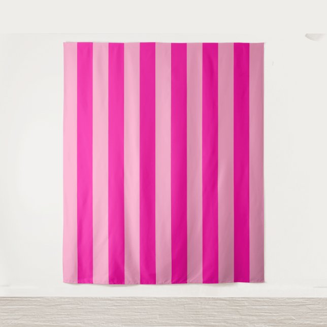 Vertical Stripes Hot Pink Tapestry (Front)