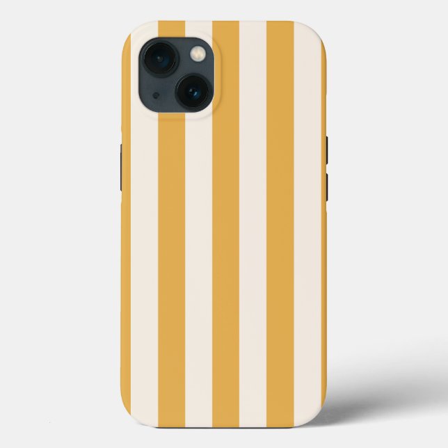 Vertical Stripes Mustard Yellow And White Striped Case-Mate iPhone Case (Back)