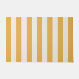 Vertical Stripes Mustard Yellow And White Striped Doormat