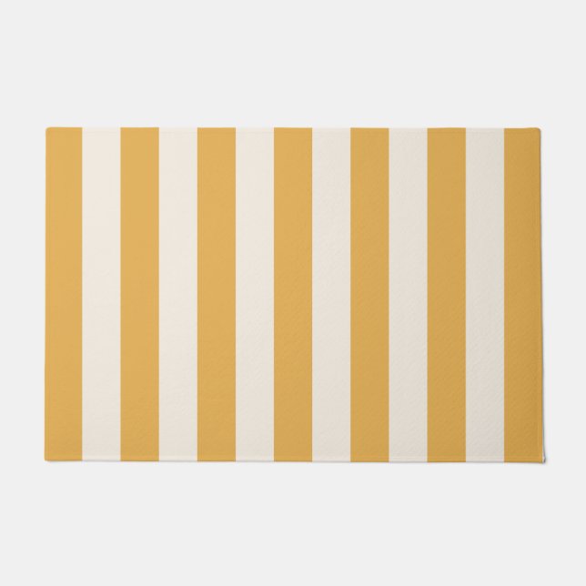 Vertical Stripes Mustard Yellow And White Striped Doormat (Front)