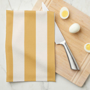 Vertical Stripes Mustard Yellow And White Striped Kitchen Towel