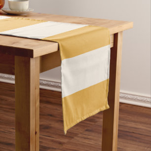 Vertical Stripes Mustard Yellow And White Striped Short Table Runner