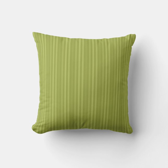 Vertical Stripes Pattern Olive Green Throw Pillow (Front)