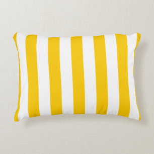 Vertical Stripes Yellow And White Striped Accent Pillow