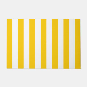 Vertical Stripes Yellow And White Striped Doormat
