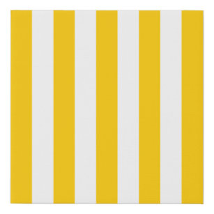 Vertical Stripes Yellow And White Striped Faux Canvas Print