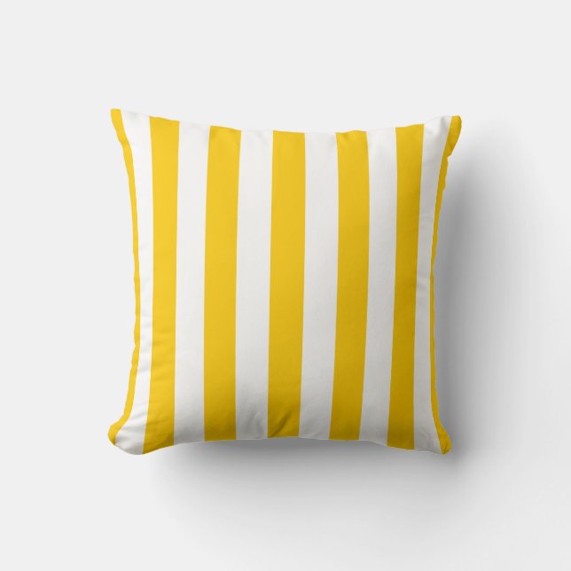 Vertical Stripes Yellow And White Striped Throw Pillow (Front)
