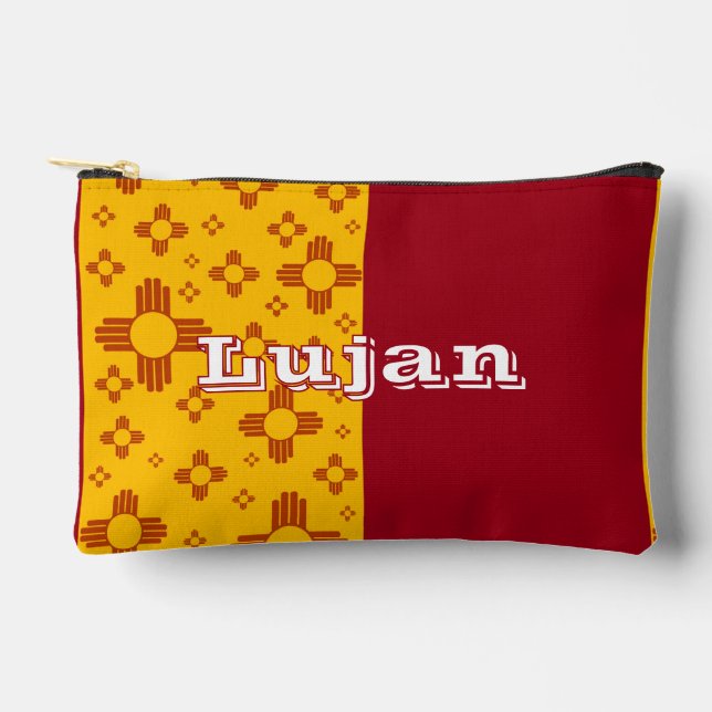 Vertical Stripes Zia Sun Red Yellow New Mexico  Accessory Pouch (Front)