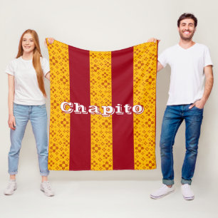 Vertical Stripes Zia Sun Red Yellow New Mexico Fleece Blanket