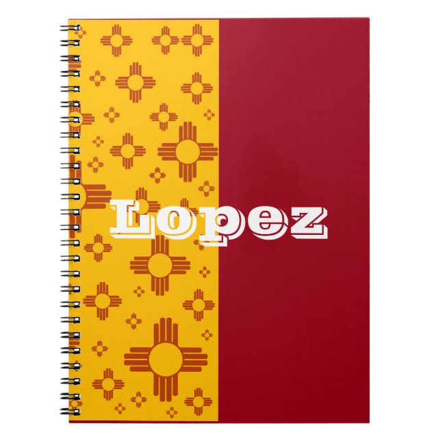 Vertical Stripes Zia Sun Red Yellow New Mexico  Notebook (Front)