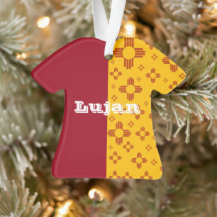 Vertical Stripes Zia Sun Red Yellow New Mexico Ornament