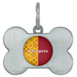 Vertical Stripes Zia Sun Red Yellow New Mexico  Pet ID Tag