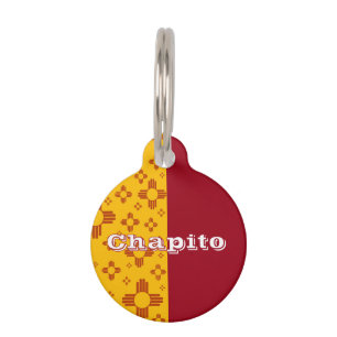 Vertical Stripes Zia Sun Red Yellow New Mexico Pet Tag