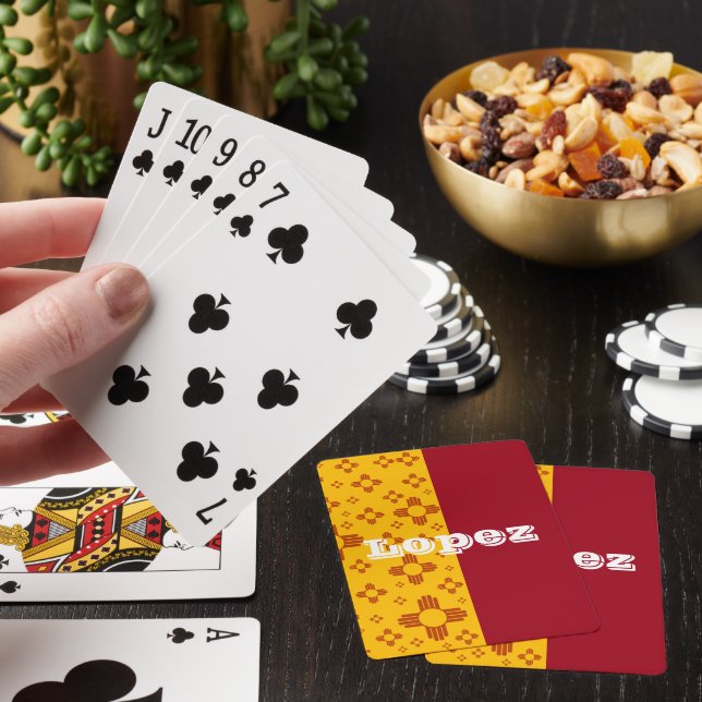 Vertical Stripes Zia Sun Red Yellow New Mexico  Playing Cards (In Situ)