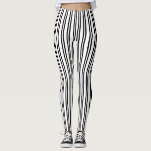 Vertical StripesBlack and White Striped Pattern Leggings