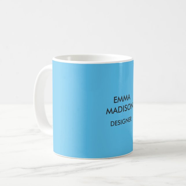 Vertical Stylish Professional Minimalist Blue Coffee Mug (Front Left)