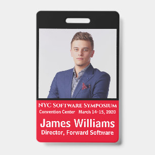 Vertical Symposium Badge Red, White, Black