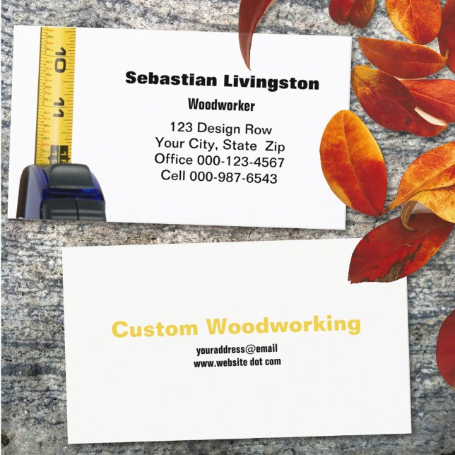 Vertical Tape Yellow Measure Construction Jobs Business Card (Creator Uploaded)