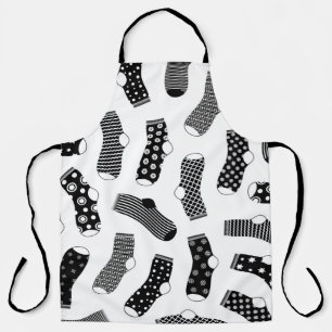 Vertical texture of striped and polka dot socks. B Apron