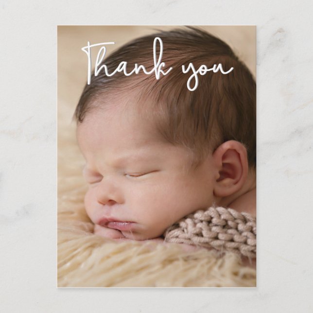 Vertical Thank You Baby Photo Birth Announcement Postcard (Front)