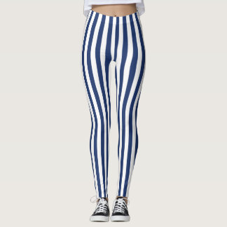 Vertical Thin Navy Stripes Leggings