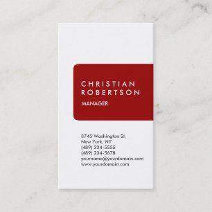Vertical trendy red white modern business card