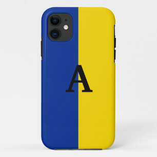 Vertical Ukraine Flag blue and yellow monogram iPhone 11 Case