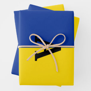 Vertical Ukraine Flag blue and yellow monogram Wrapping Paper Sheet