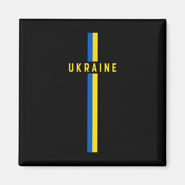 Vertical Ukraine Flag With Text “ukraine” In Capit Magnet (Front)
