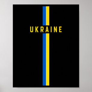 Vertical Ukraine Flag With Text “ukraine” In Capit Poster