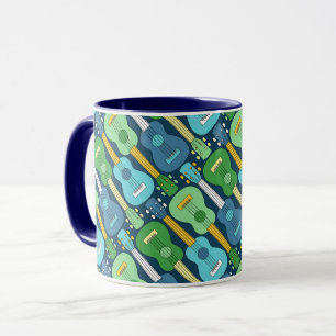Vertical Ukulele Pattern Mug