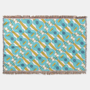 Vertical Ukulele Pattern Throw Blanket