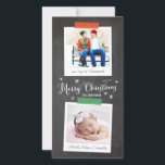 Vertical Washi Tape and Chalkboard Photo Card<br><div class="desc">An on-trend chalkboard Christmas holiday card featuring two family photos style with patterned washi tape accents.</div>