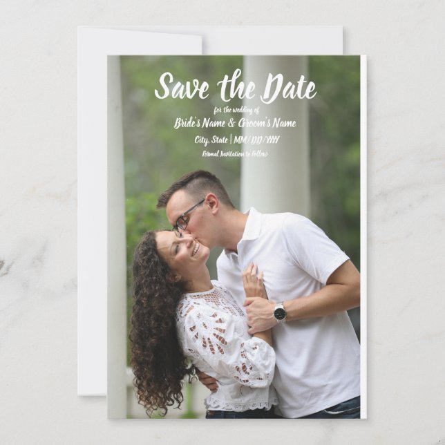 Vertical Wedding Save The Date Invitation (Front)
