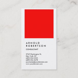 Vertical White Red Trendy Consultant Business Card