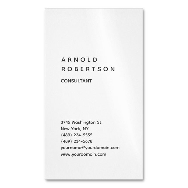 Vertical White Trendy Consultant Business Card (Front Vertical)