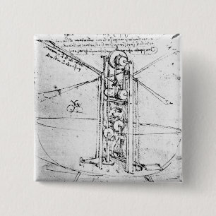 Vertically standing bird's-winged flying 2 inch square button