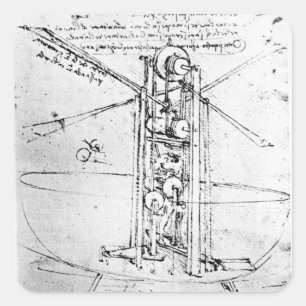 Vertically standing bird's-winged flying square sticker