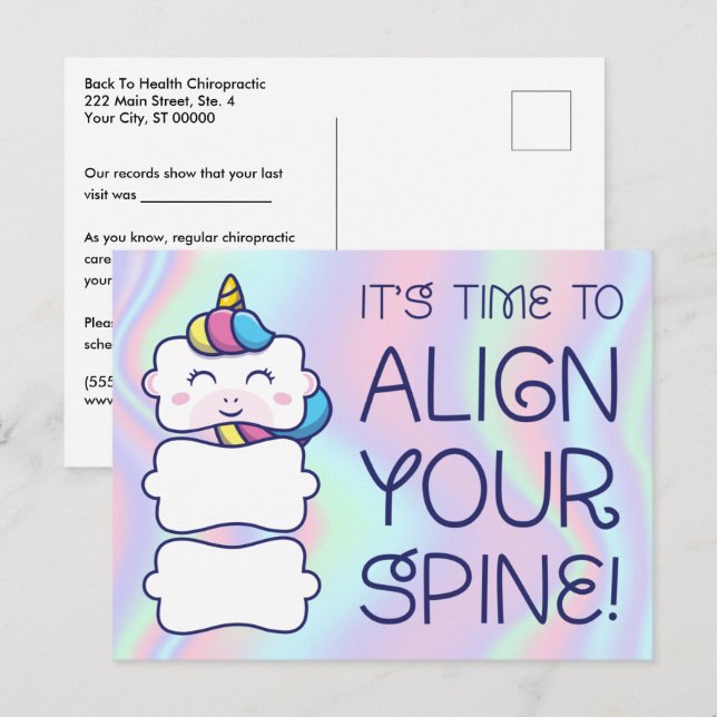 Verticorn™ Pediatric Chiropractic Recall Postcard (Front/Back)