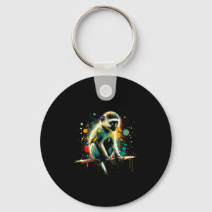 Vervet Monkey Minimalist And Vibrant Style Christm Keychain