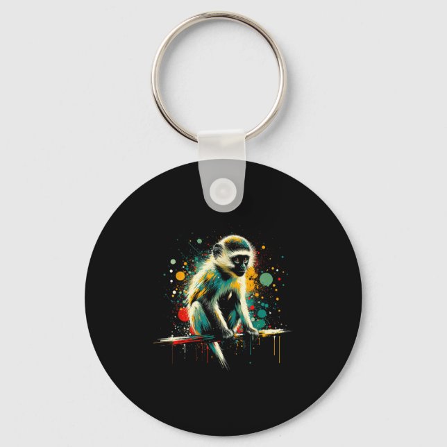 Vervet Monkey Minimalist And Vibrant Style Christm Keychain (Front)