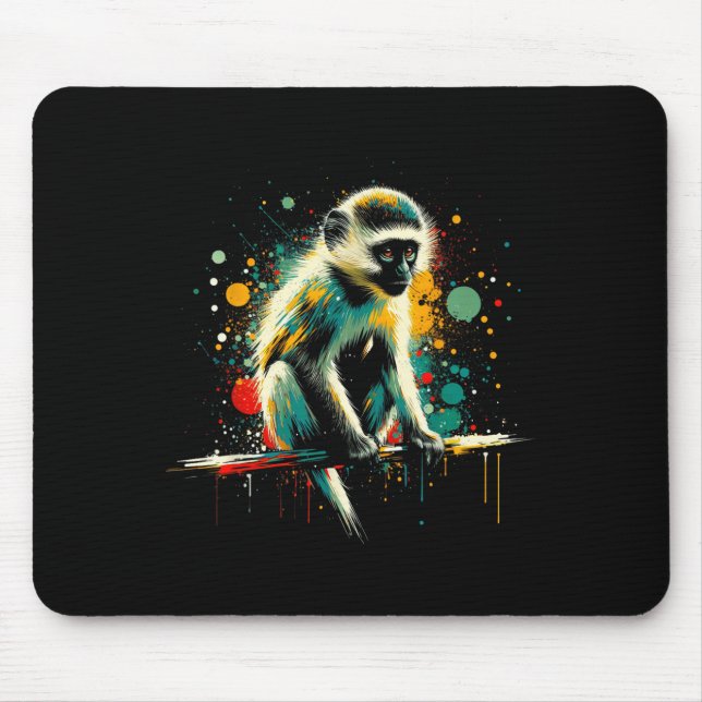 Vervet Monkey Minimalist And Vibrant Style Christm Mouse Pad (Front)
