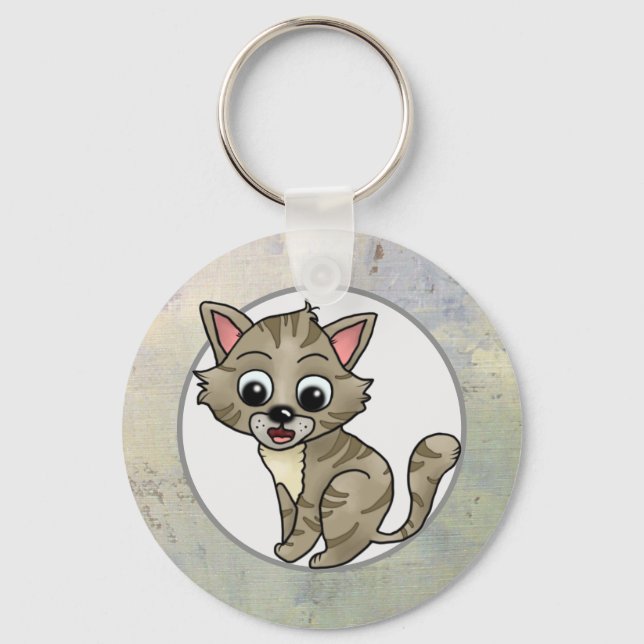 verwunderte Katze Schlüsselanhänger Keychain (Front)