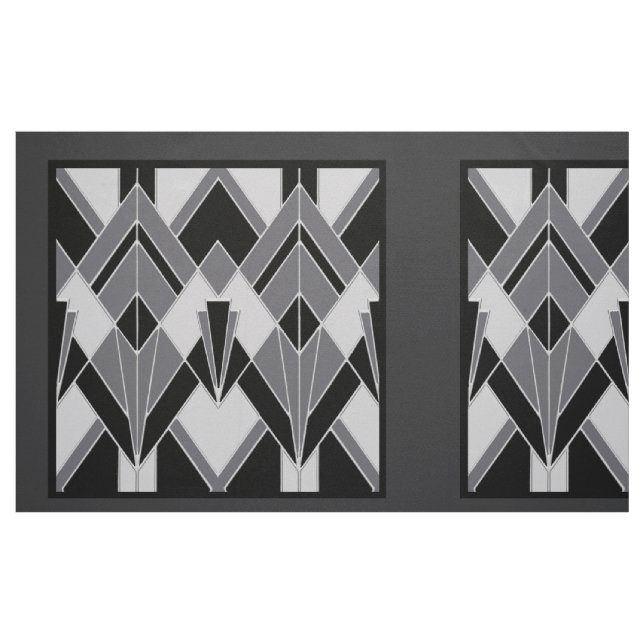 Very Art Deco Fabric Panels - Black/Gray (Fat Quarter)
